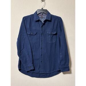 Vintage Y2K 2000s Woolrich Navy Blue Men's M Button Up Flannel Shirt Work Grunge